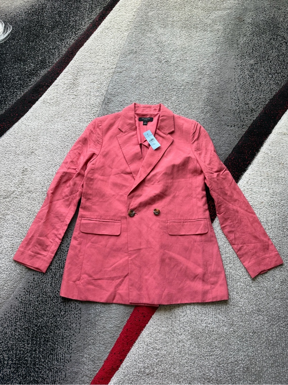 Ann Taylor Salmon Linen Blend Double Breasted Blazer
